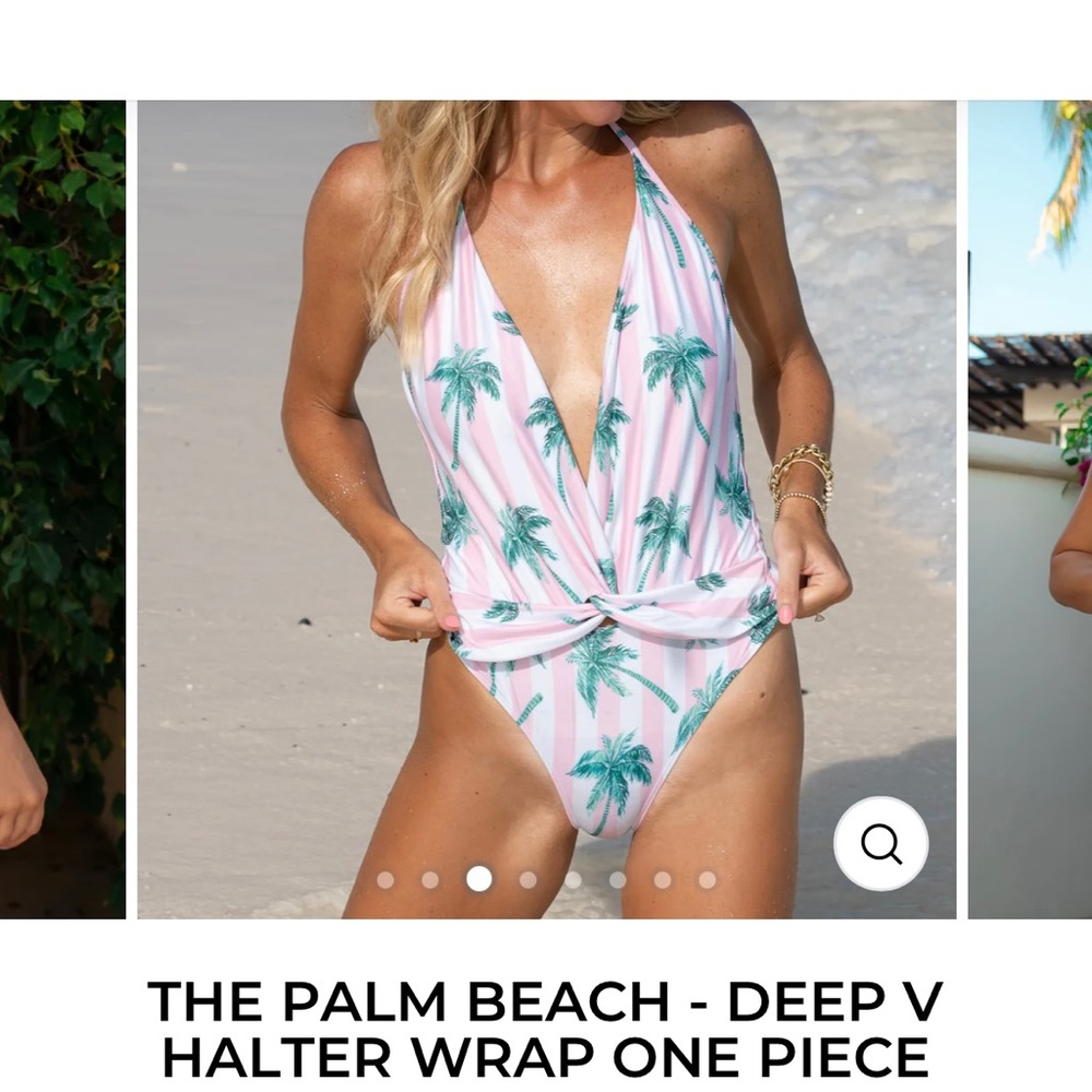 Kenny Flowers The Palm Beach Deep V Halter Wrap One Piece Medium Long